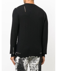 Мужской черный свитер с круглым вырезом от Alexander McQueen