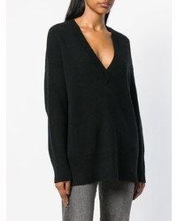 Женский черный свитер с круглым вырезом от Le Kasha