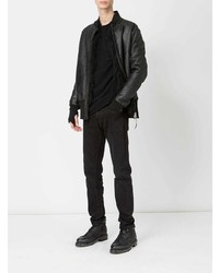 Мужской черный свитер с круглым вырезом от Masnada