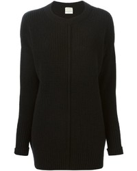 Женский черный свитер с круглым вырезом от Forte Forte