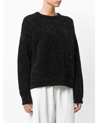 Женский черный свитер с круглым вырезом от Laneus