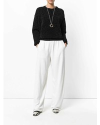 Женский черный свитер с круглым вырезом от Laneus