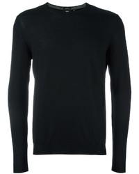 Мужской черный свитер с круглым вырезом от Hugo Boss