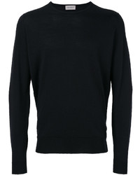Мужской черный свитер с круглым вырезом от John Smedley