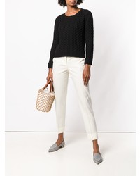 Женский черный свитер с круглым вырезом от Lamberto Losani