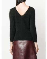 Женский черный свитер с круглым вырезом от Roberto Collina