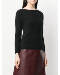 Женский черный свитер с круглым вырезом от Roberto Collina