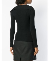 Женский черный свитер с круглым вырезом от Paco Rabanne