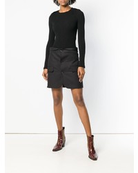 Женский черный свитер с круглым вырезом от Paco Rabanne