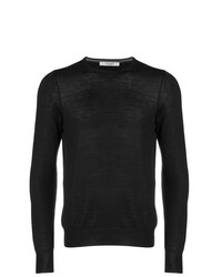 Мужской черный свитер с круглым вырезом от La Fileria For D'aniello