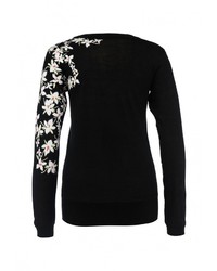 Женский черный свитер с круглым вырезом от LAMANIA