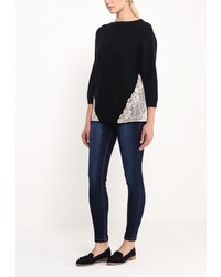 Женский черный свитер с круглым вырезом от LAMANIA