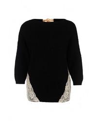 Женский черный свитер с круглым вырезом от LAMANIA