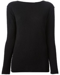 Женский черный свитер с круглым вырезом от Lamberto Losani