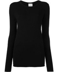 Женский черный свитер с круглым вырезом от Laneus