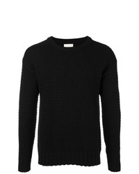Мужской черный свитер с круглым вырезом от Laneus