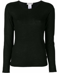 Женский черный свитер с круглым вырезом от Le Tricot Perugia