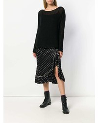 Женский черный свитер с круглым вырезом от Semicouture