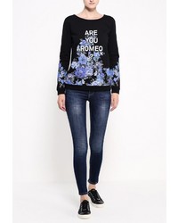 Женский черный свитер с круглым вырезом от Liu Jo