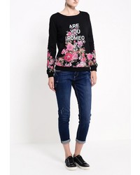 Женский черный свитер с круглым вырезом от Liu Jo