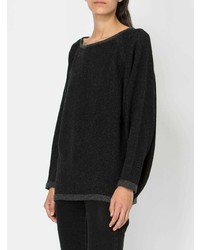 Женский черный свитер с круглым вырезом от Lamberto Losani