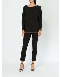 Женский черный свитер с круглым вырезом от Lamberto Losani