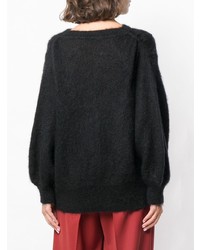 Женский черный свитер с круглым вырезом от Maison Flaneur