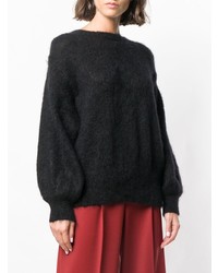 Женский черный свитер с круглым вырезом от Maison Flaneur