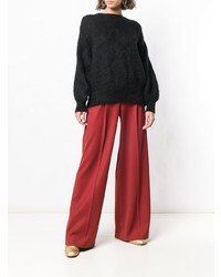 Женский черный свитер с круглым вырезом от Maison Flaneur