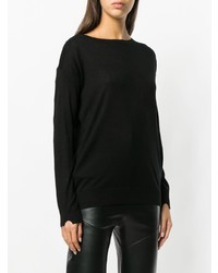 Женский черный свитер с круглым вырезом от Stefano Mortari