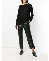 Женский черный свитер с круглым вырезом от Stefano Mortari