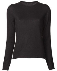 Женский черный свитер с круглым вырезом от Lucien Pellat-Finet