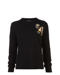 Женский черный свитер с круглым вырезом от Luisa Cerano