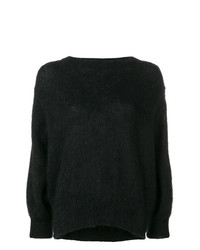 Женский черный свитер с круглым вырезом от Maison Flaneur