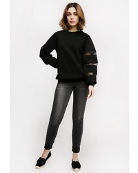 Женский черный свитер с круглым вырезом от Monflame