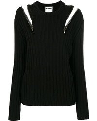 Женский черный свитер с круглым вырезом от Moschino
