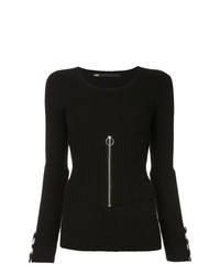 Женский черный свитер с круглым вырезом от Muller Of Yoshiokubo