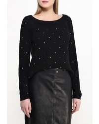 Женский черный свитер с круглым вырезом от Naf Naf