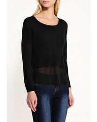 Женский черный свитер с круглым вырезом от Naf Naf
