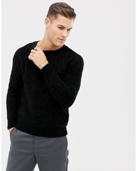 Мужской черный свитер с круглым вырезом от New Look