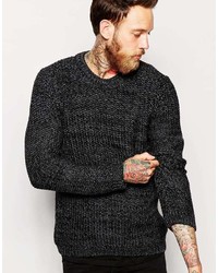 Мужской черный свитер с круглым вырезом от Nudie Jeans