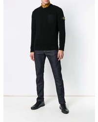 Мужской черный свитер с круглым вырезом от Stone Island