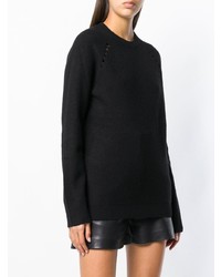 Женский черный свитер с круглым вырезом от John Richmond
