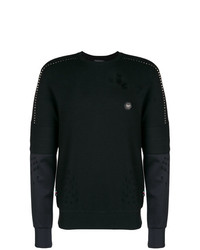 Мужской черный свитер с круглым вырезом от Philipp Plein