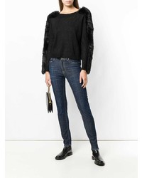 Женский черный свитер с круглым вырезом от Frankie Morello