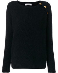 Женский черный свитер с круглым вырезом от PIERRE BALMAIN