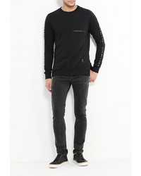 Мужской черный свитер с круглым вырезом от Religion
