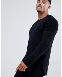 Мужской черный свитер с круглым вырезом от Religion