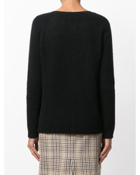 Женский черный свитер с круглым вырезом от PIERRE BALMAIN