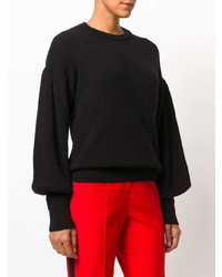 Женский черный свитер с круглым вырезом от Laneus